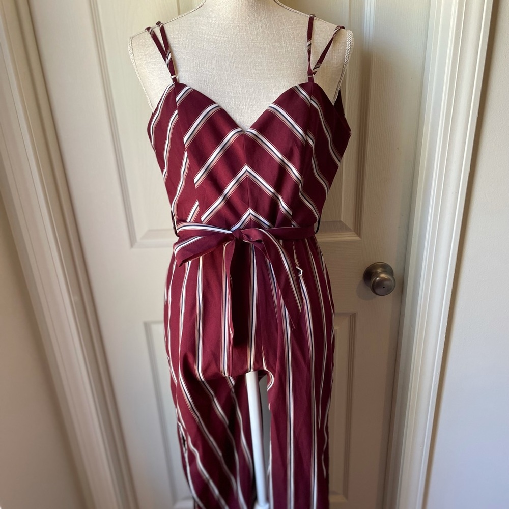 Wine striped jumpsuit